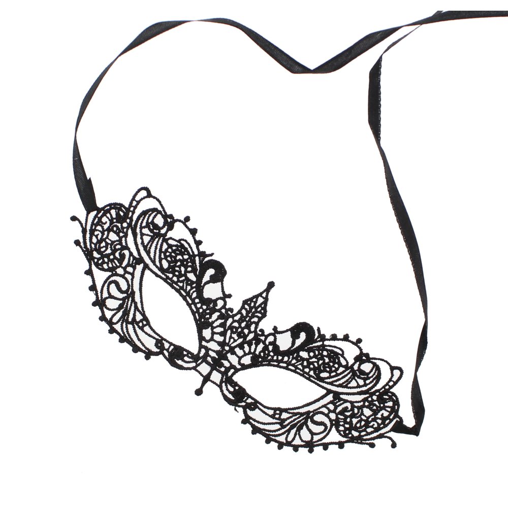 Zac's Alter Ego - Sexy Lace Venetian Style with tie-up Ribbon Maske - Schwarz